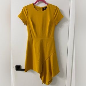 Slate and Willow mustard asymmetrical dress